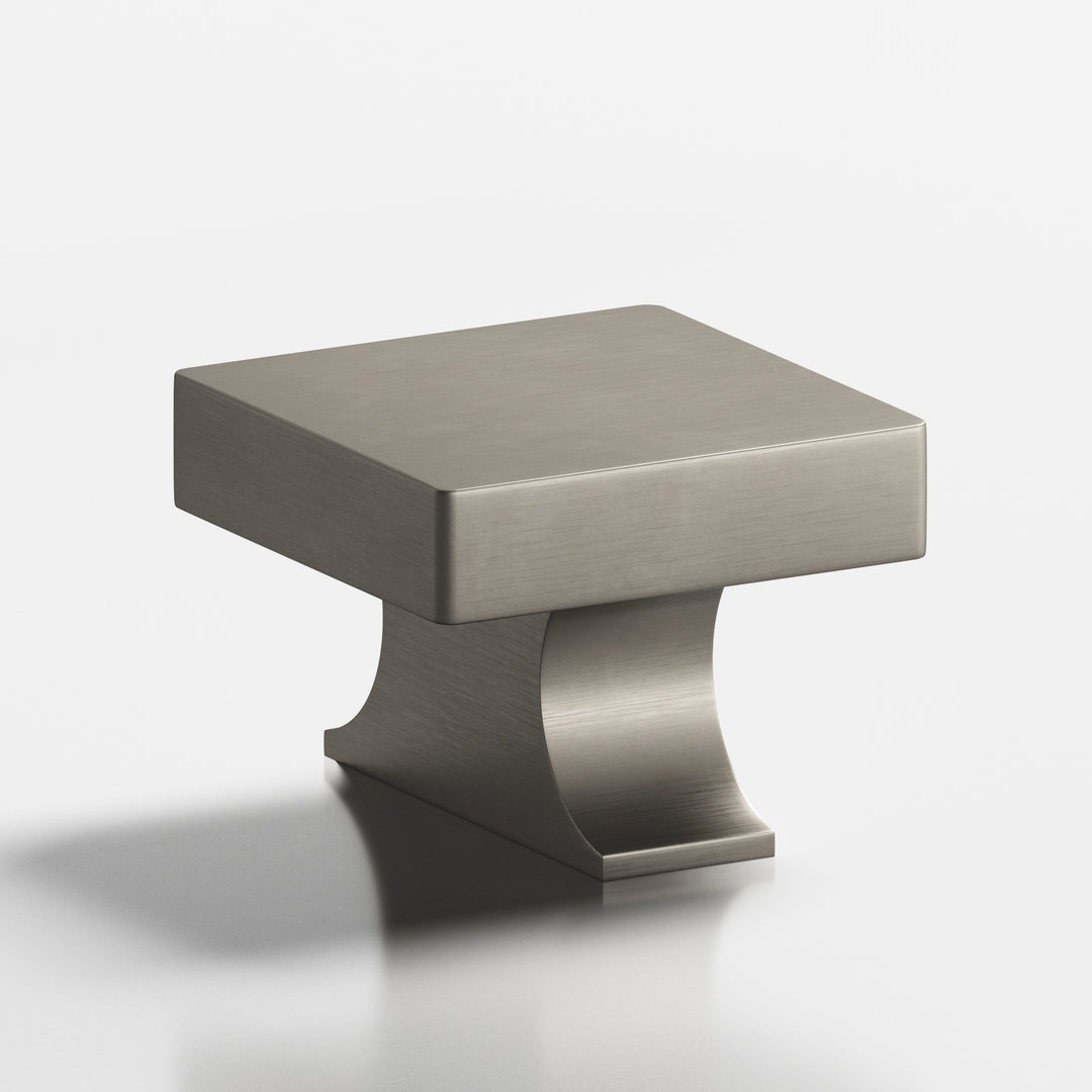 Colonial Bronze 735 Square Cabinet Knob with rectangular flared post in Matte Pewter