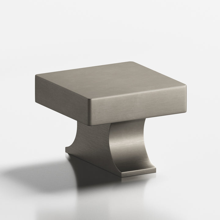 Colonial Bronze 735 Square Cabinet Knob with rectangular flared post in Matte Pewter