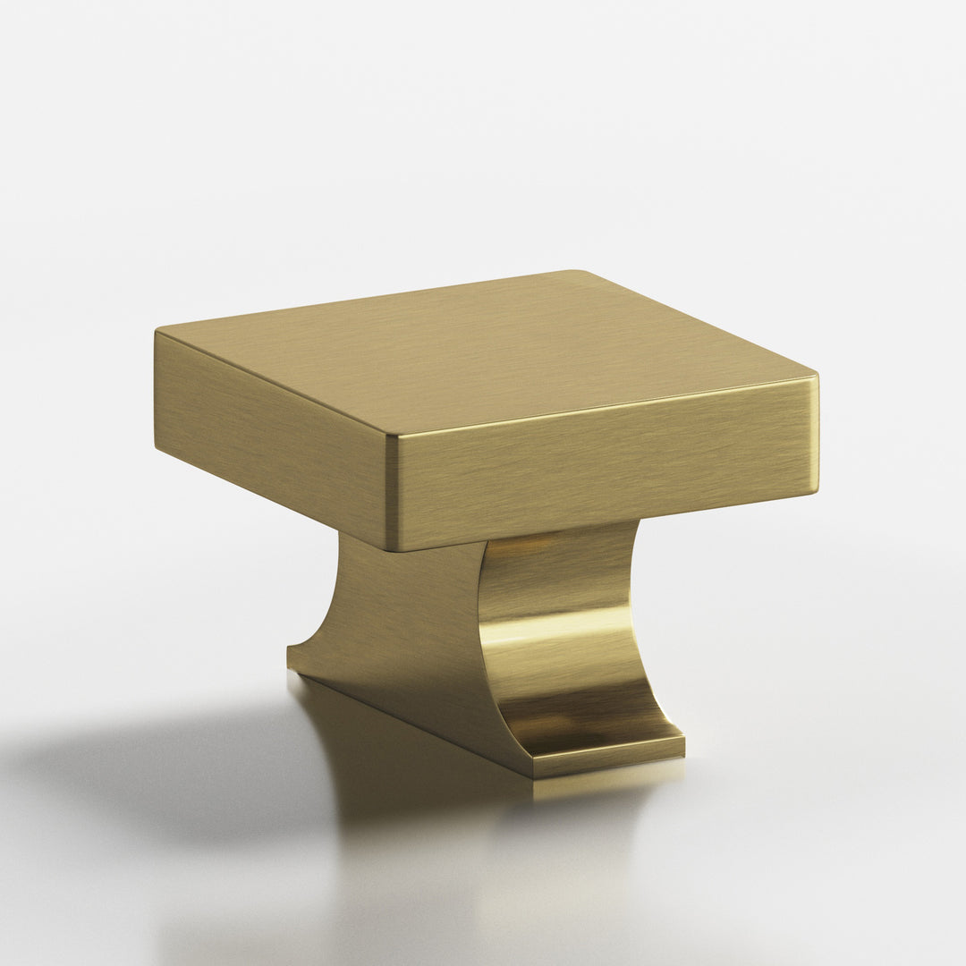 Colonial Bronze 735 Square Cabinet Knob with rectangular flared post in Antique Brass