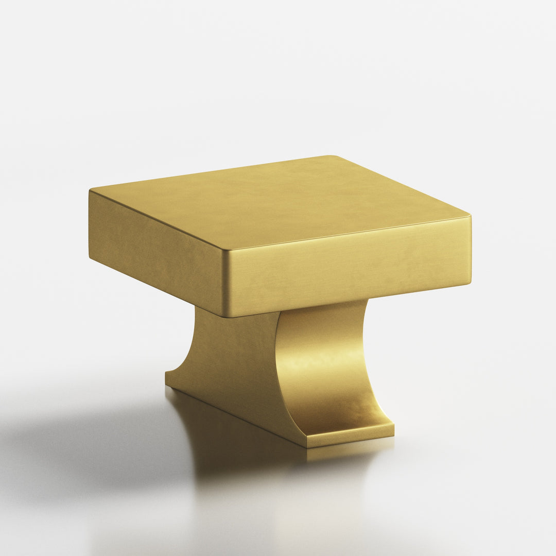 Colonial Bronze 735 Square Cabinet Knob with rectangular flared post in Matte Satin Brass