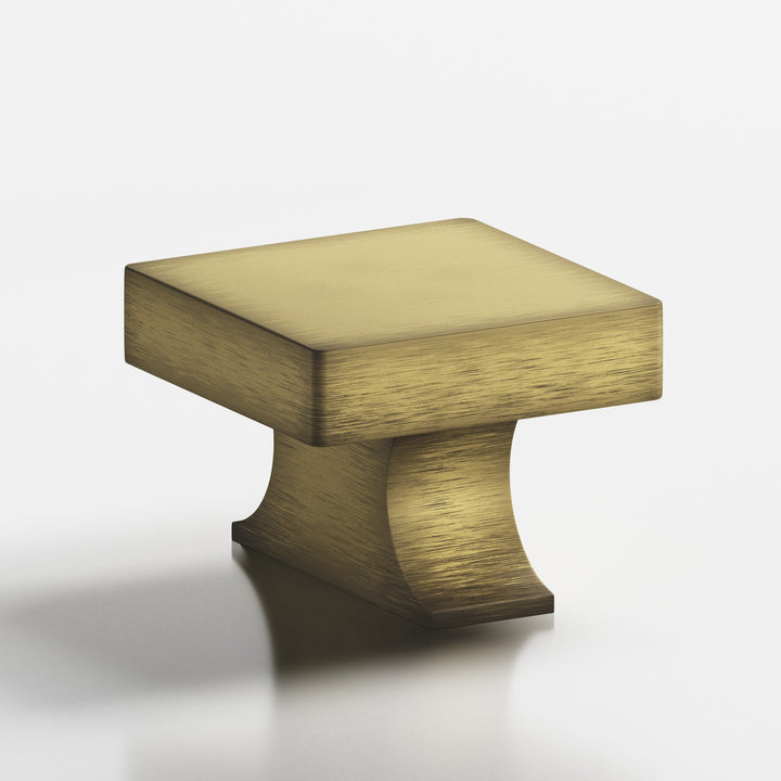 Colonial Bronze 735 Square Cabinet Knob with rectangular flared post in Matte Antique Satin Brass