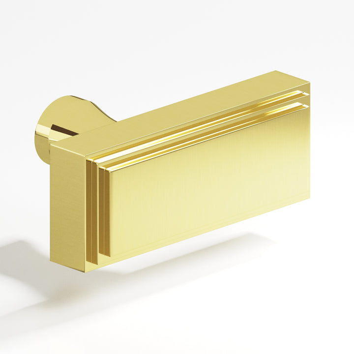 Colonial Bronze 940 Rectangular stepped T Cabinet Knob with flared post in Unlacquered Polished Brass