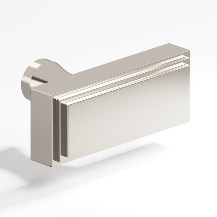 Colonial Bronze 940 Rectangular stepped T Cabinet Knob with flared post in Satin Nickel