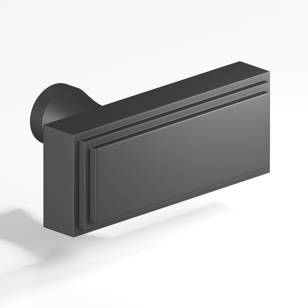 Colonial Bronze 940 Rectangular stepped T Cabinet Knob with flared post in Matte Graphite