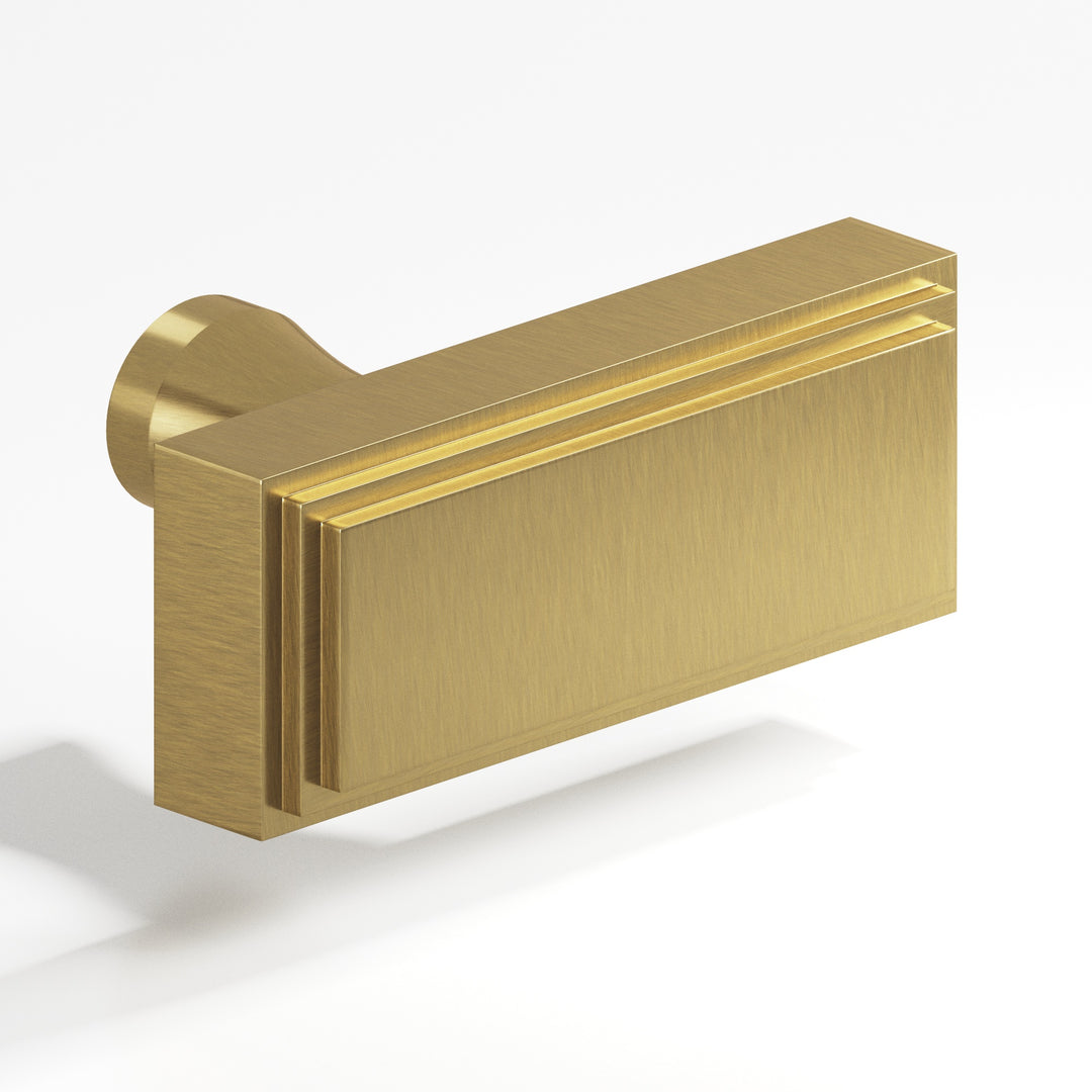 Colonial Bronze 940 Rectangular stepped T Cabinet Knob with flared post in Antique Brass