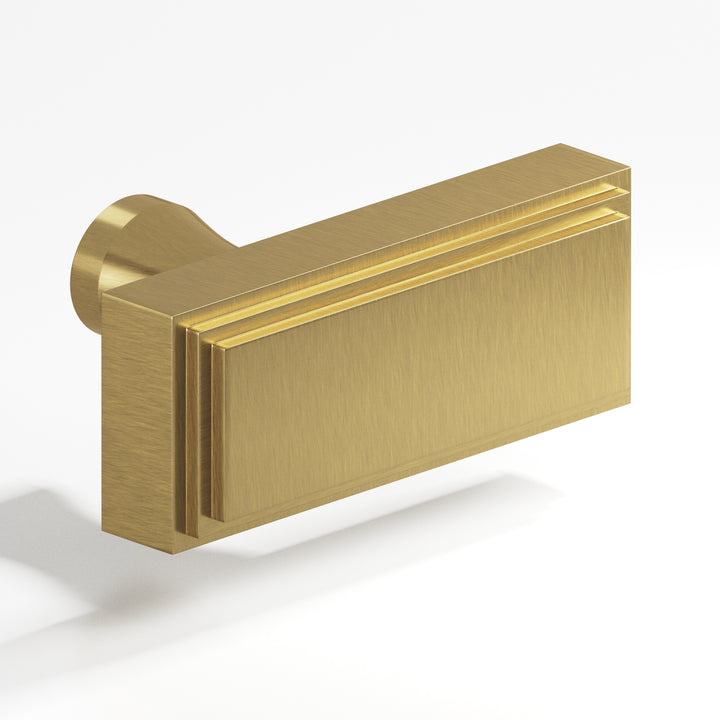 Colonial Bronze 940 Rectangular stepped T Cabinet Knob with flared post in Antique Brass