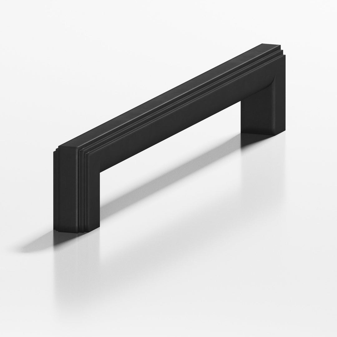 Colonial Bronze 945 Square stepped Cabinet Pull with rounded back in Matte Satin Black