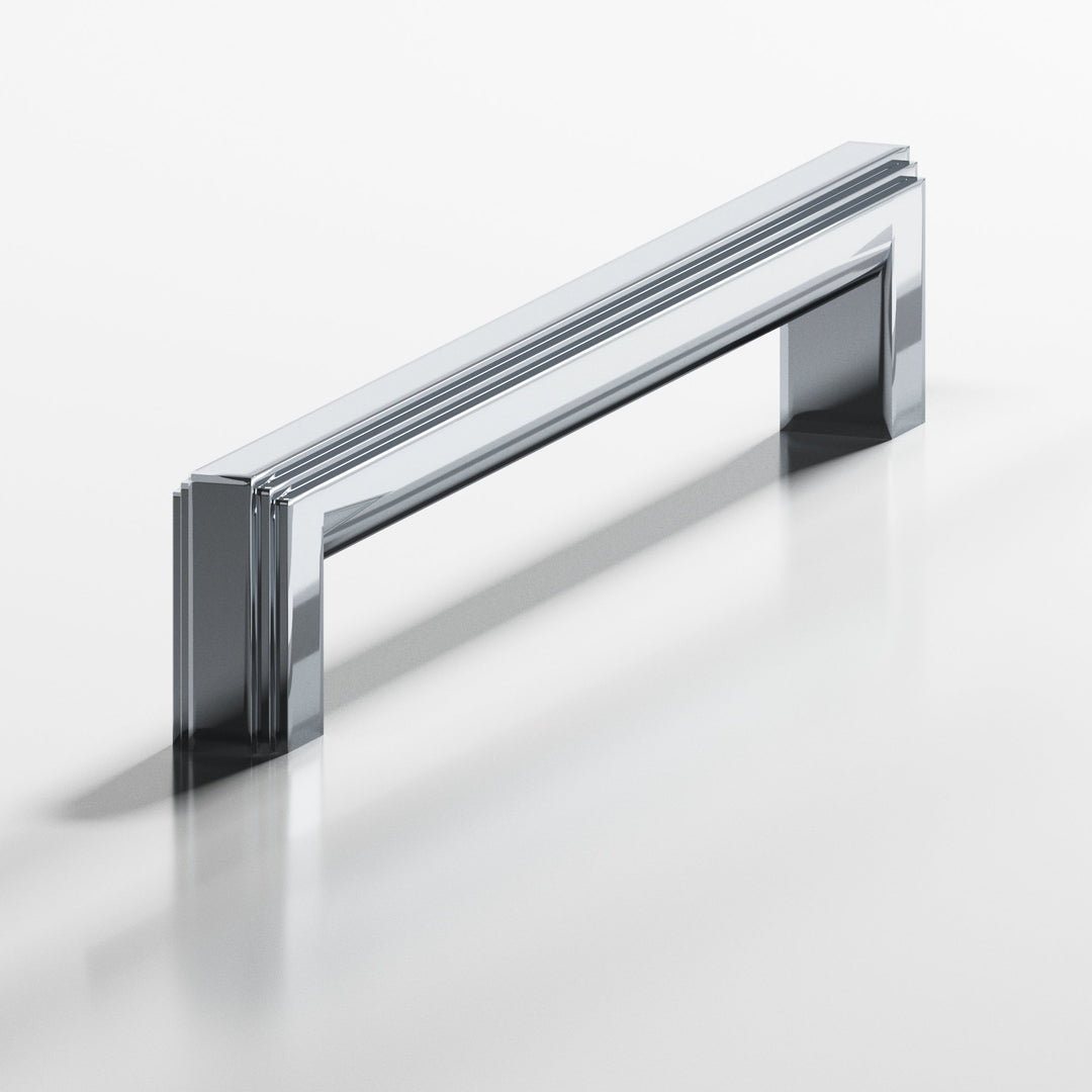 Colonial Bronze 945 Square stepped Cabinet Pull with rounded back in Polished Chrome