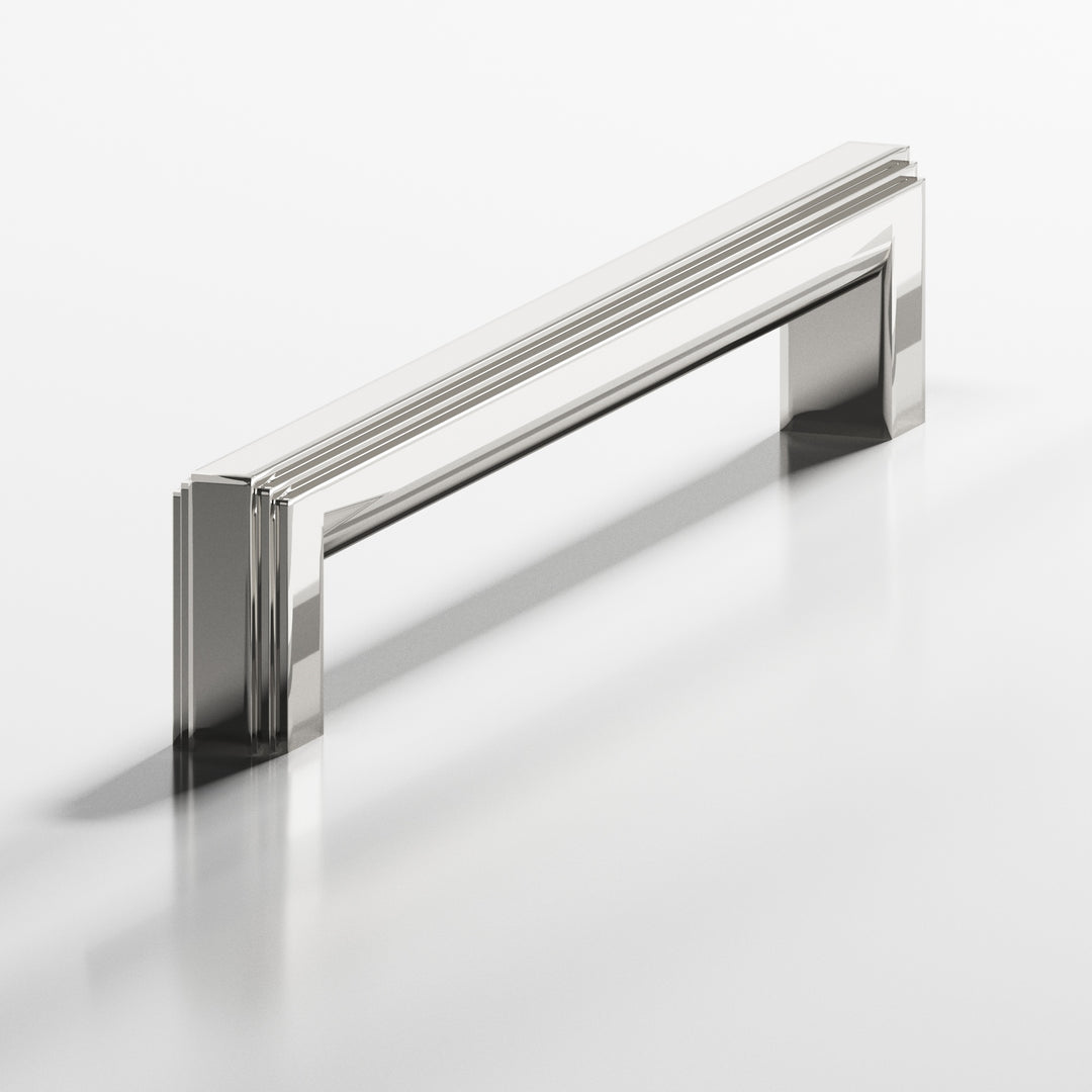 Colonial Bronze 945 Square stepped Cabinet Pull with rounded back in Polished Nickel