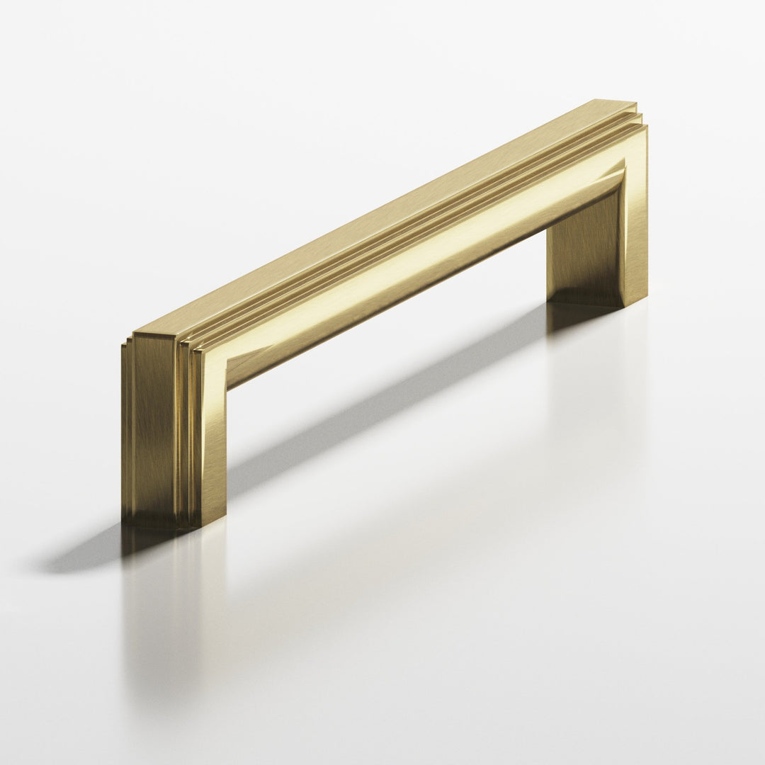 Colonial Bronze 945 Square stepped Cabinet Pull with rounded back in Antique Brass