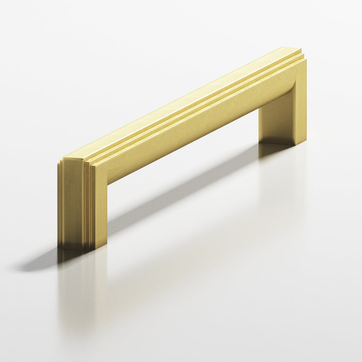 Colonial Bronze 944 Square stepped Cabinet Pull with rounded back in Matte Satin Brass