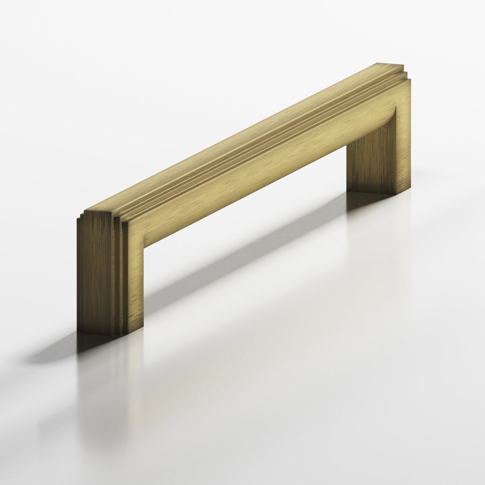 Colonial Bronze 945 Square stepped Cabinet Pull with rounded back in Matte Antique Satin Brass