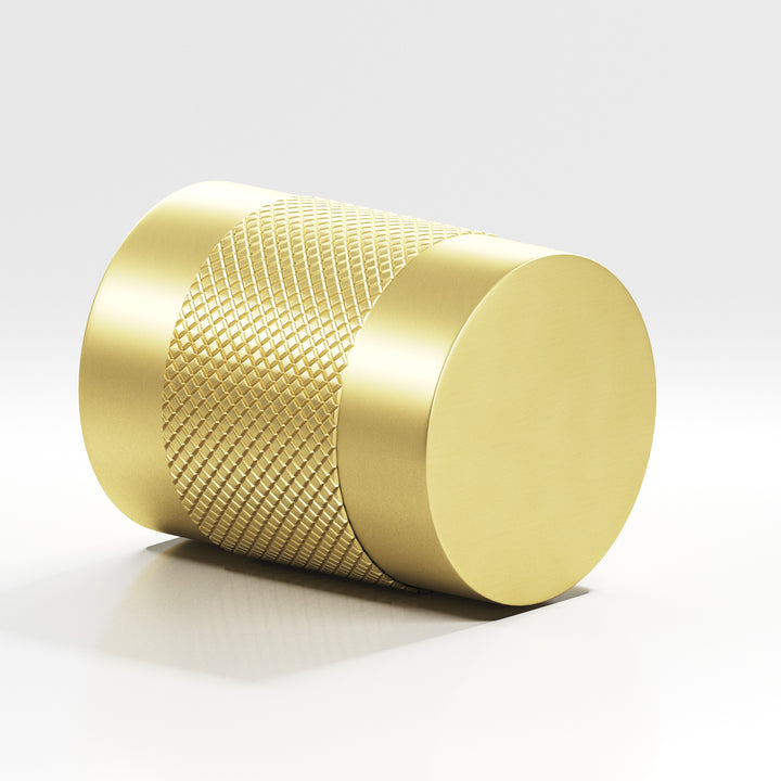Colonial Bronze 560 Round diamond-knurled Cabinet Knob in Matte Satin Brass