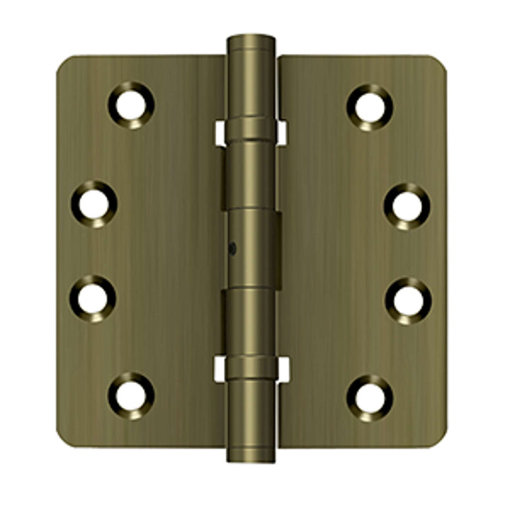 Deltana - 4" x 4" x 1/4" Radius Hinges, Ball Bearings, NRP, Solid Brass, Solid Brass Hinges