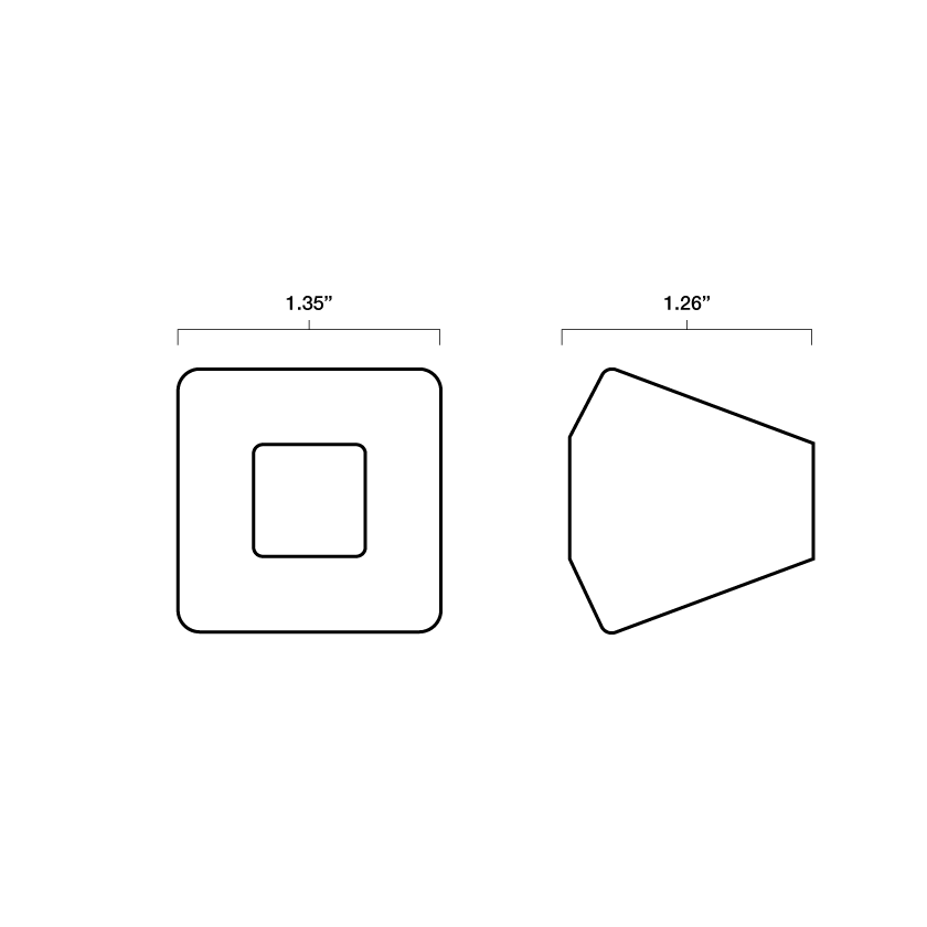 Tech specs with dimensions for Hapny Diamond knob for all finishes
