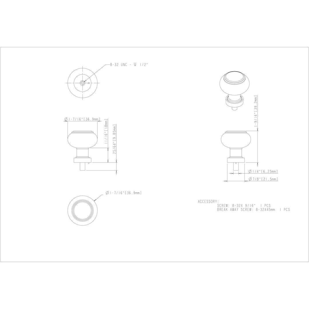 Jeffrey Alexander - Harlow Button Glass Cabinet Knob