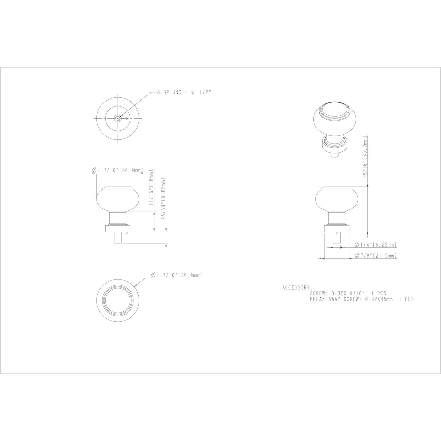 Jeffrey Alexander - Harlow Button Glass Cabinet Knob