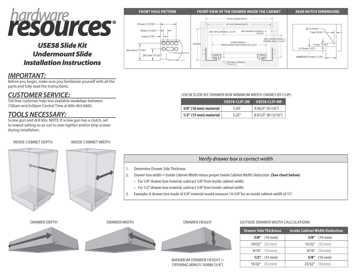 Hardware Resources - Standard Duty Soft-close 100 lb Full Extension Undermount Slide Kit