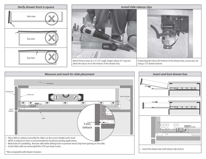 Hardware Resources - Standard Duty Soft-close 100 lb Full Extension Undermount Slide Kit