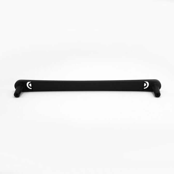 Rear-facing, laying down view of Hapny Horizon Appliance Pull in Matte Black