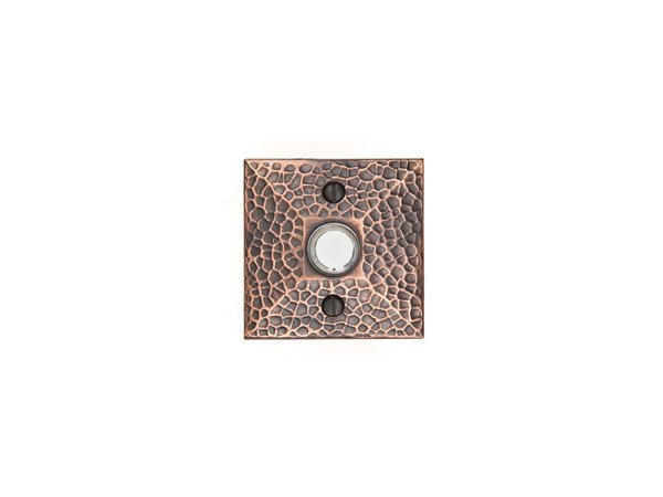 EMTEK - Brass Door Bell, Hammered Rosette