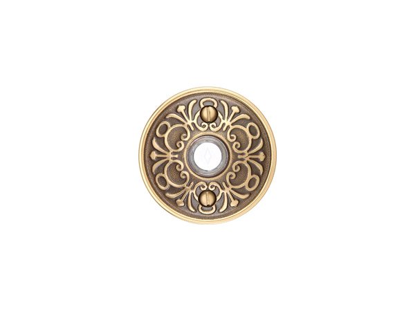 EMTEK - Brass Door Bell, Lancaster Rosette