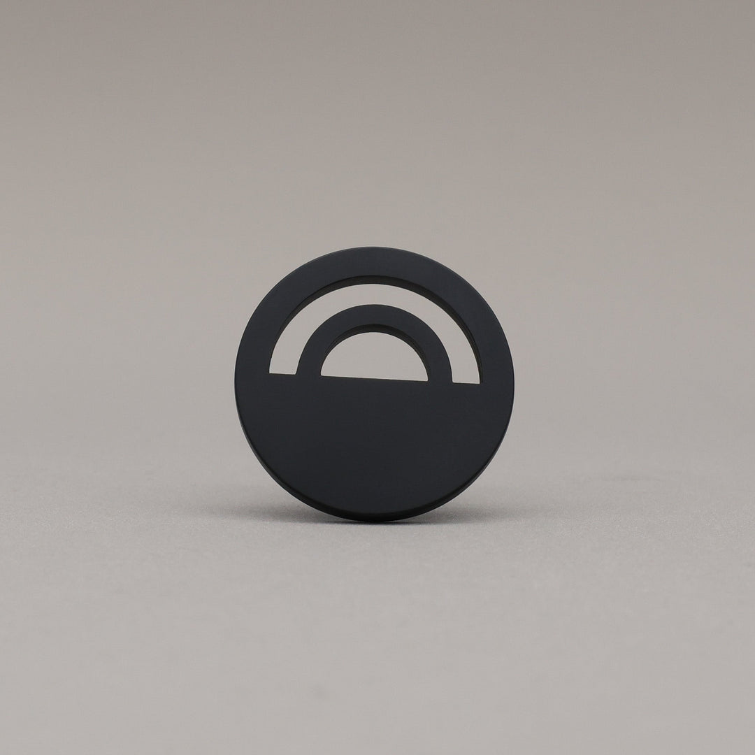 Horizon Matte Black Knobs on grey background.