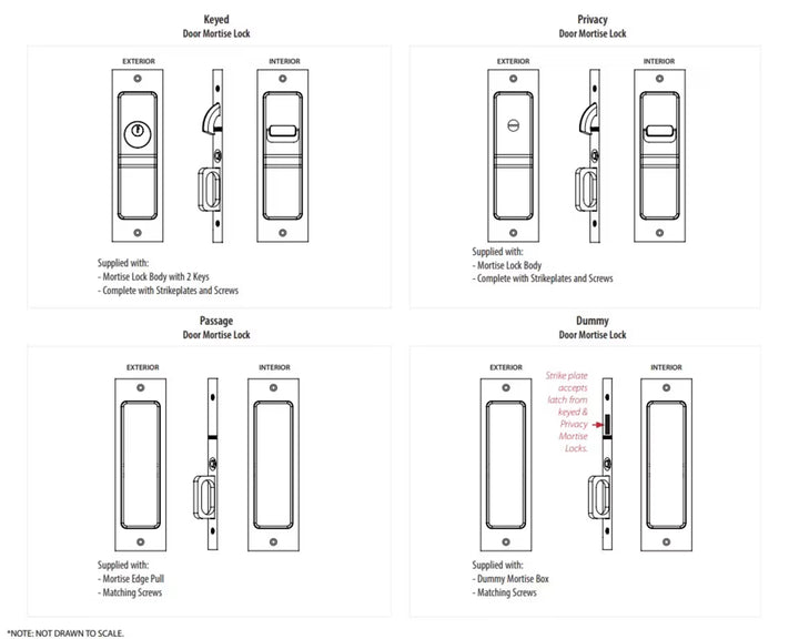 EMTEK - Sandcast Bronze Rustic Modern Rectangular Pocket Door Lock