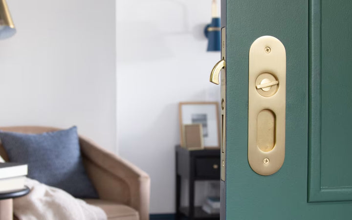 EMTEK - Narrow Oval Pocket Door Lock