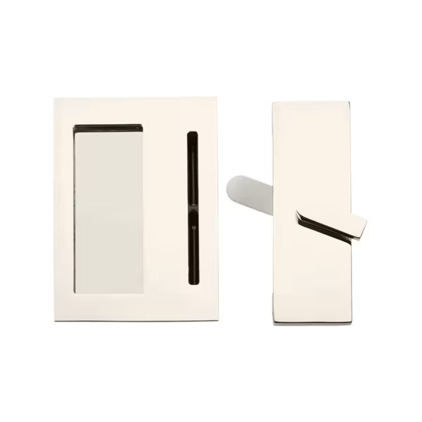 EMTEK - Modern Rectangular Barn Door Privacy Lock and Narrow Flush Pull with Integrated Strike