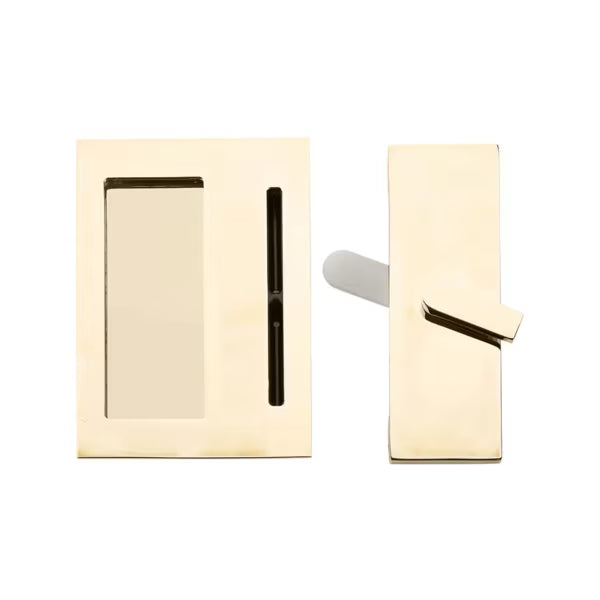 EMTEK - Modern Rectangular Barn Door Privacy Lock and Narrow Flush Pull with Integrated Strike