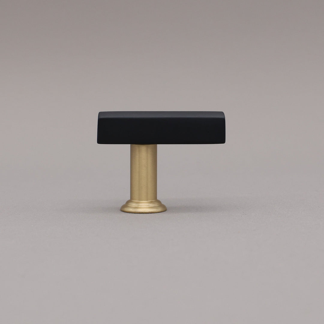 Black and satin brass t-knob in the mod solid brass collection.