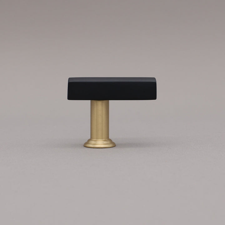 Black and satin brass t-knob in the mod solid brass collection.