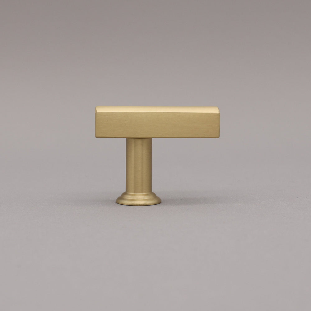 Satin brass t-knob in the mod solid brass collection.