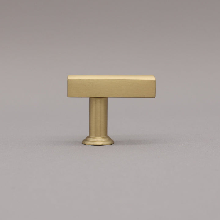 Satin brass t-knob in the mod solid brass collection.