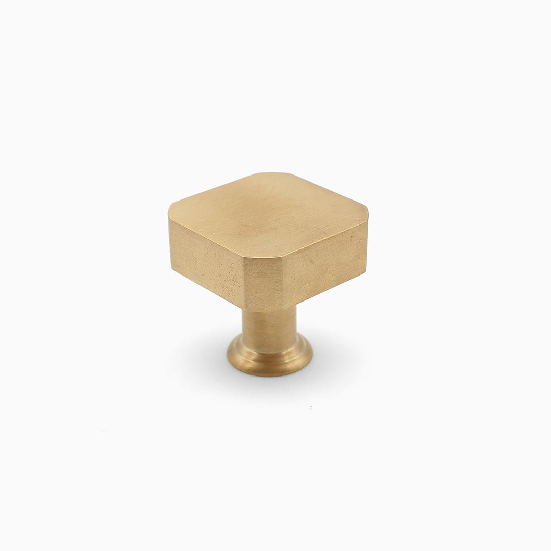 Unlacquered Satin Brass Square Knob