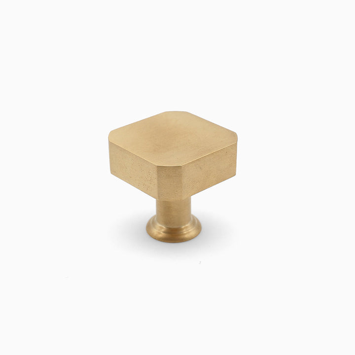 Unlacquered Satin Brass Square Knob