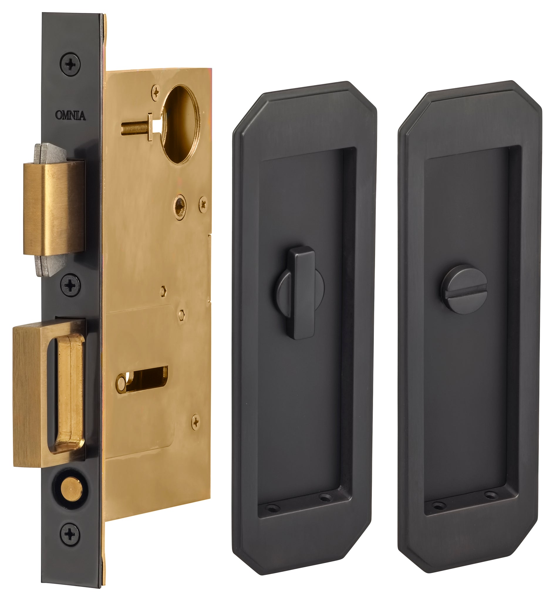 Omnia - Transitional Pocket Door Mortise Privacy Kit